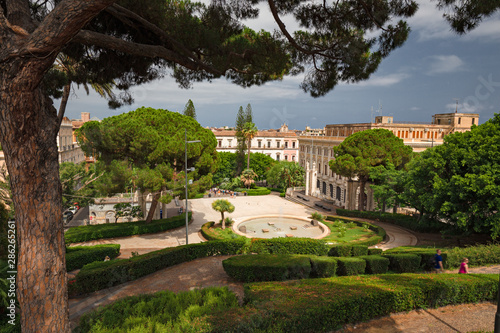Panoramic view of the Bellini gardens in Catania in Sicily, Italy.