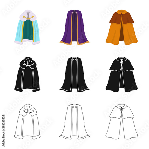 Vector illustration of material and clothing icon. Collection of material and garment stock vector illustration.