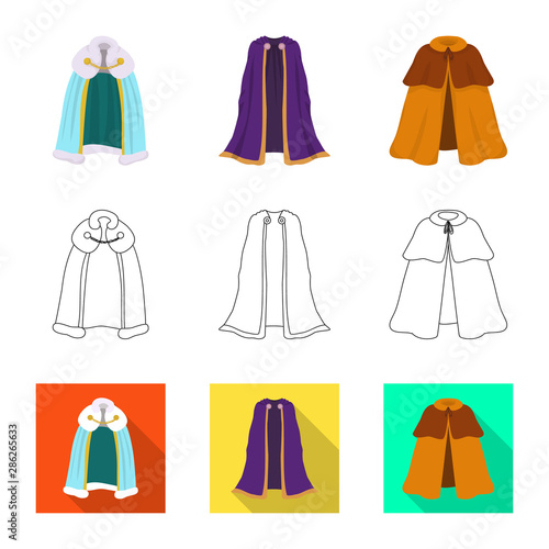 Vector design of material and clothing logo. Collection of material and garment vector icon for stock.