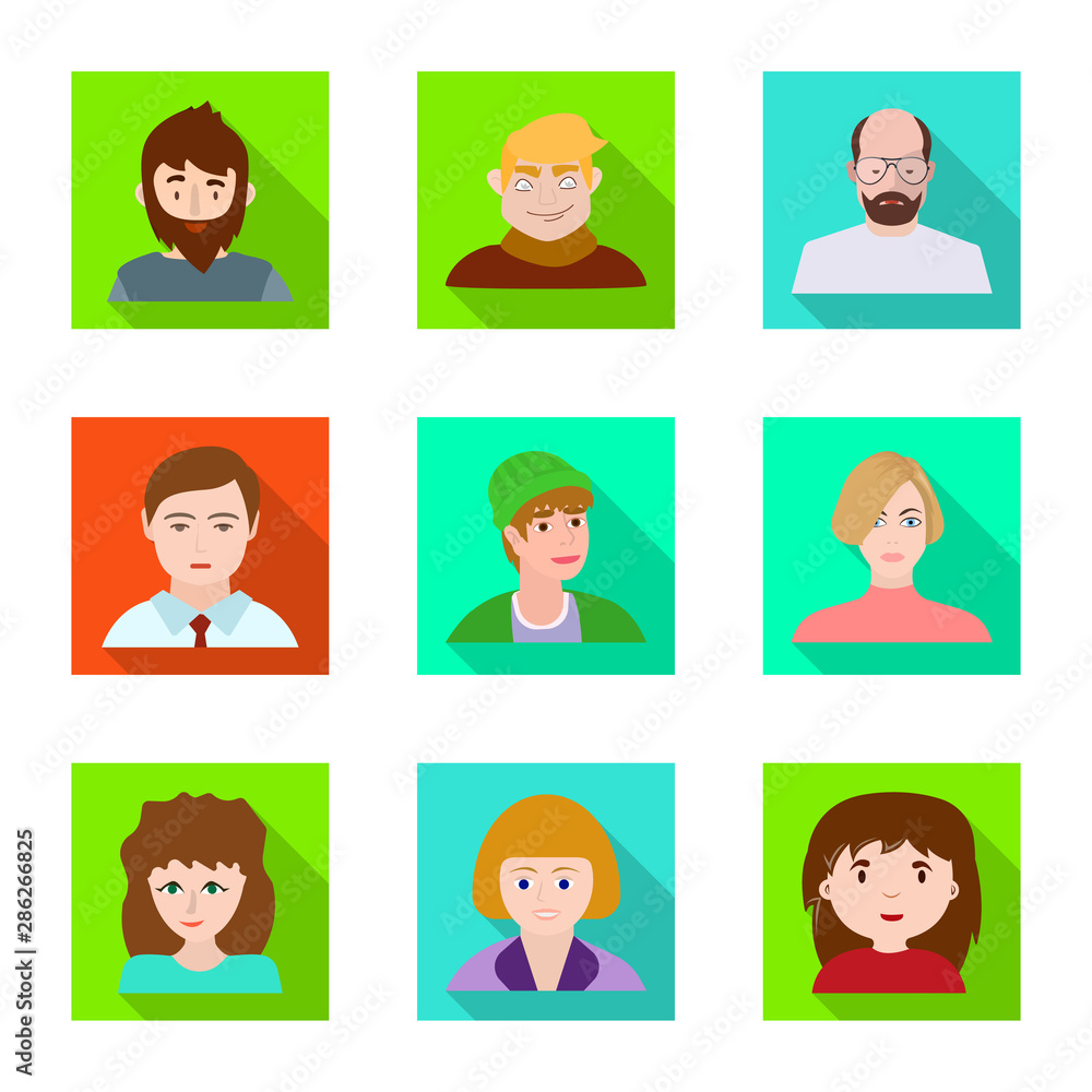 Isolated object of avatar and person sign. Set of avatar and profession stock vector illustration. Isolated object of avatar and person sign. Set of avatar and profession stock vector illustration.
