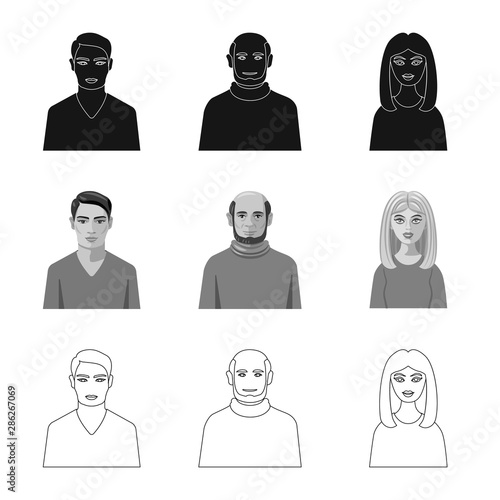 Vector design of hairstyle and profession icon. Set of hairstyle and character stock symbol for web.