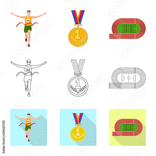 Isolated object of sport and winner logo. Collection of sport and fitness stock symbol for web.
