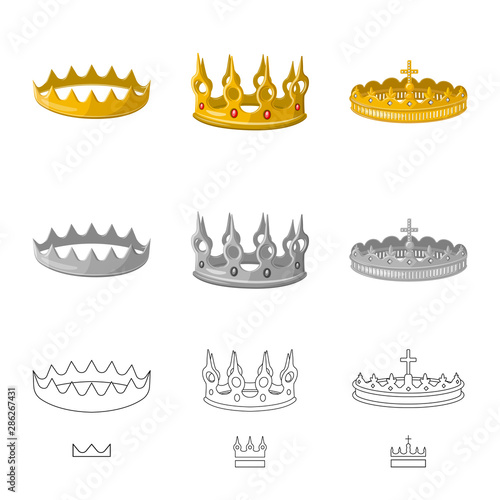 Vector design of medieval and nobility logo. Set of medieval and monarchy vector icon for stock.