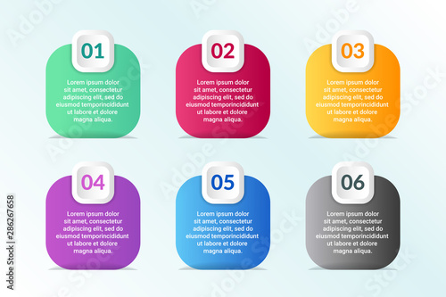 vector list Infographic design with 6 icons options or steps. Infographics for business concept.for presentations banner, workflow layout, process diagram, flow chart and how it work