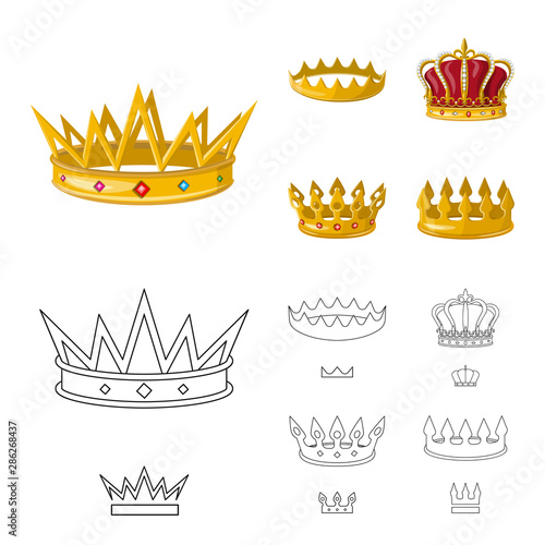 Vector illustration of medieval and nobility icon. Set of medieval and monarchy stock symbol for web.