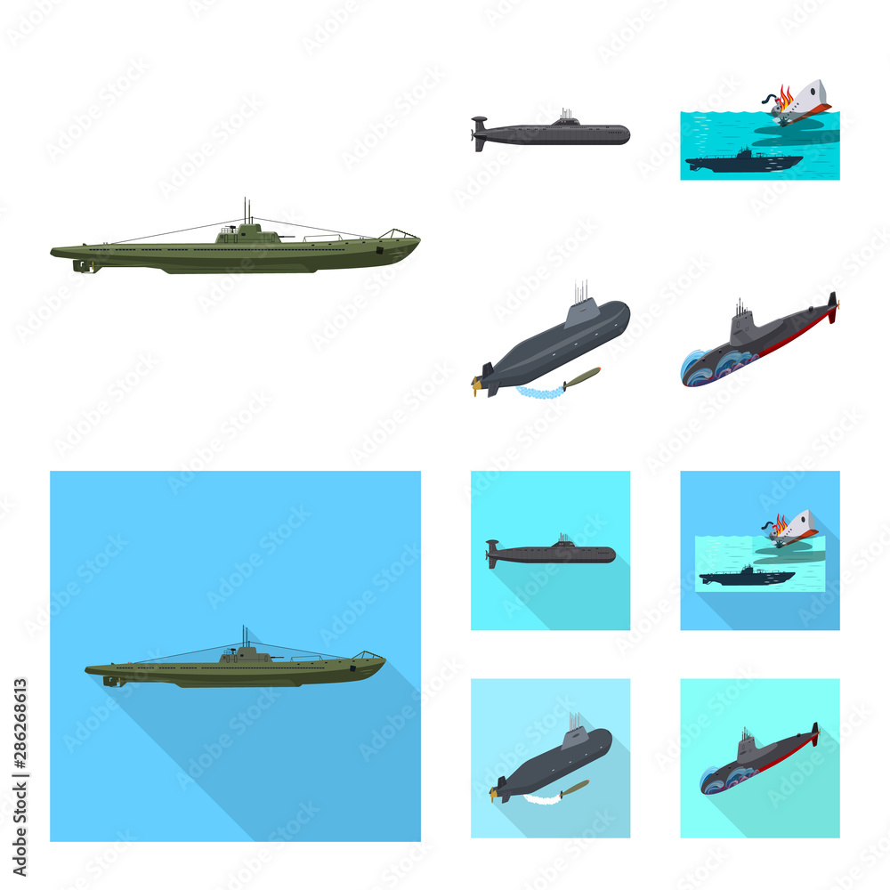 Isolated object of war and ship sign. Collection of war and fleet vector icon for stock.