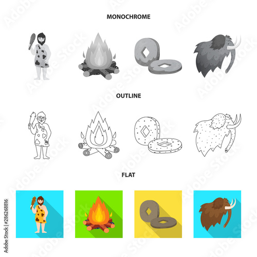 Vector illustration of evolution and neolithic icon. Set of evolution and primeval vector icon for stock.