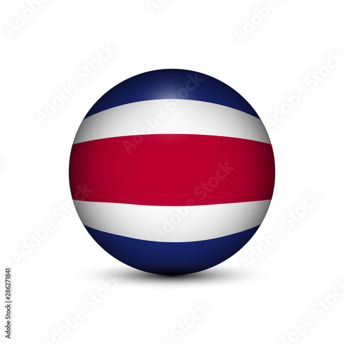 Flag of Costa Rica in the form of a ball isolated on white background.