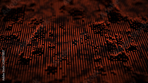 Wave 3d. Cybernetic futuristic background. Big data. Abstract grid illustration.