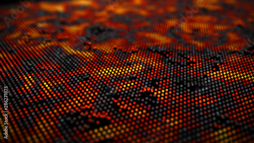Wave 3d. Cybernetic futuristic background. Big data. Abstract grid illustration.
