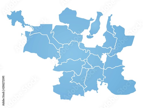 Outline blue map of Hyderabad