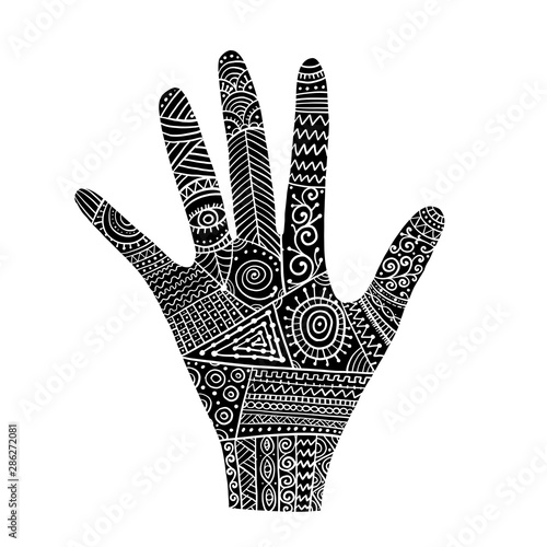 Ornate hand, boho style. Sketch for your design
