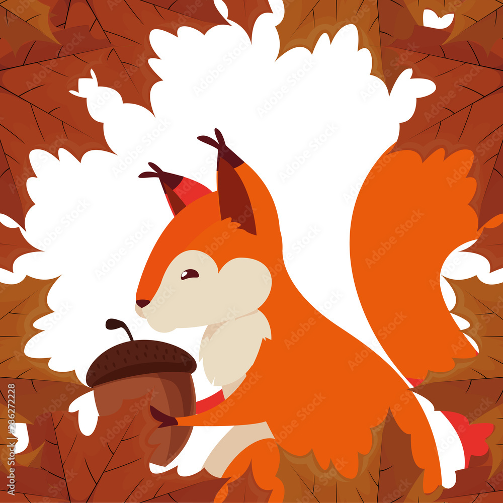 Fototapeta premium happy autumn season flat design
