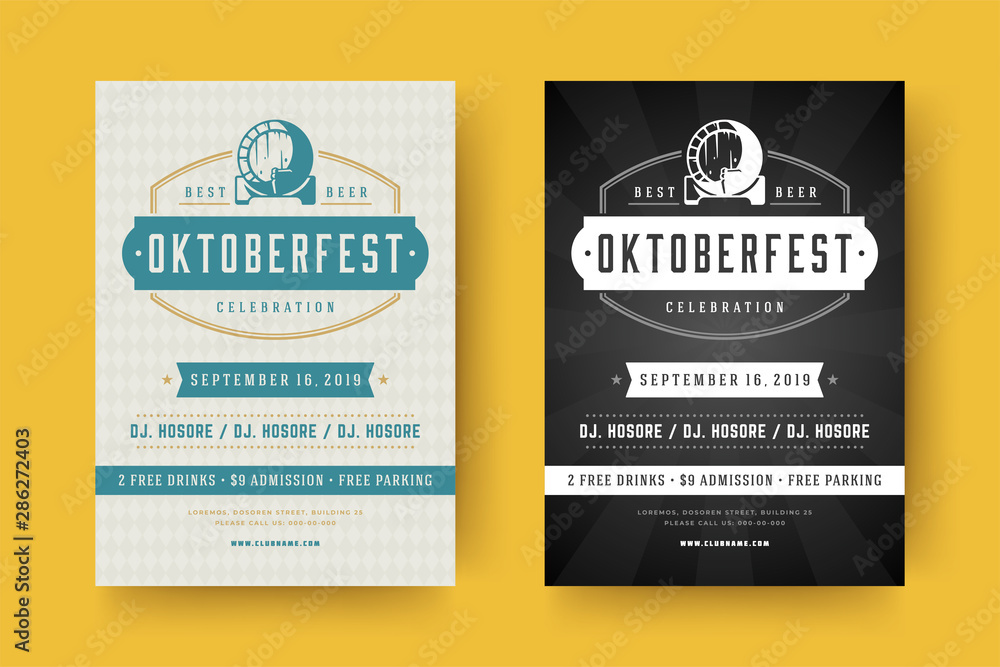 Oktoberfest flyers or posters retro typography templates willkommen zum beer festival celebration vector illustration Oktoberfest flyers or posters retro typography templates willkommen zum beer festival celebration vector illustration