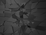 abstract 3d rendering of cracked surface background with broken shape wall destruction explosion. 3d illustration