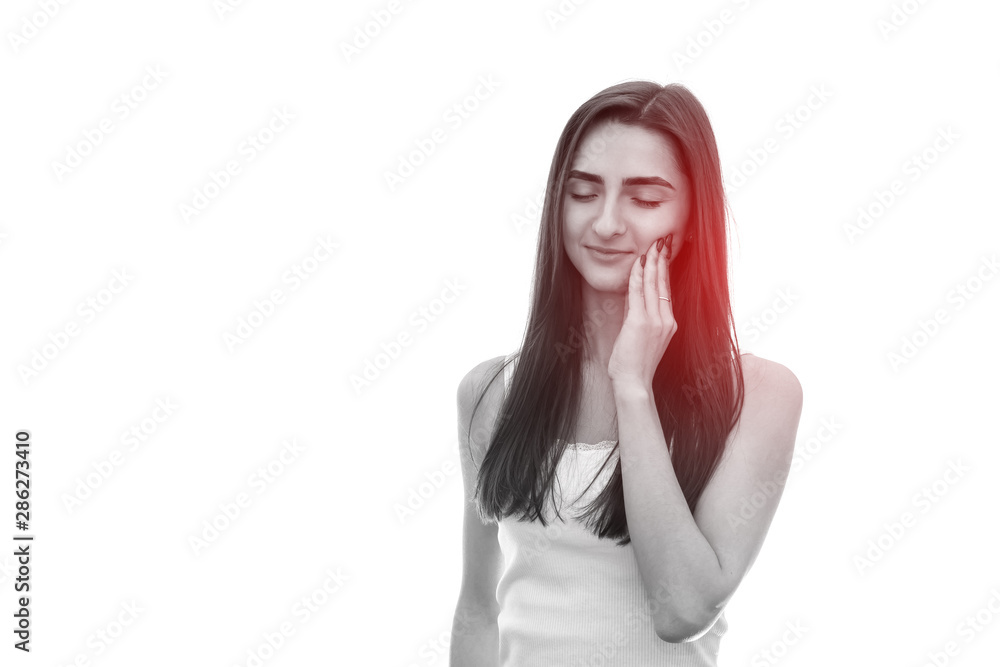 Woman with toothache isolated on white background Woman with toothache isolated on white background