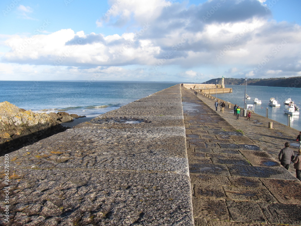 BINIC_ FRANCE, MARCH 17, 2019: Quay in the port of Binic Brittany