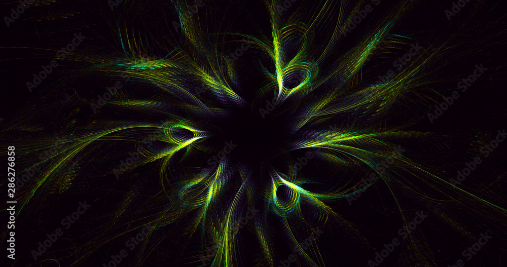 3D rendering multicolored abstract fractal on black background 3D rendering multicolored abstract fractal on black background