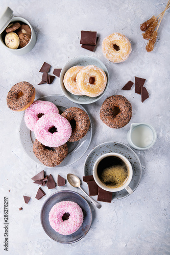 Sweet donuts with coffee