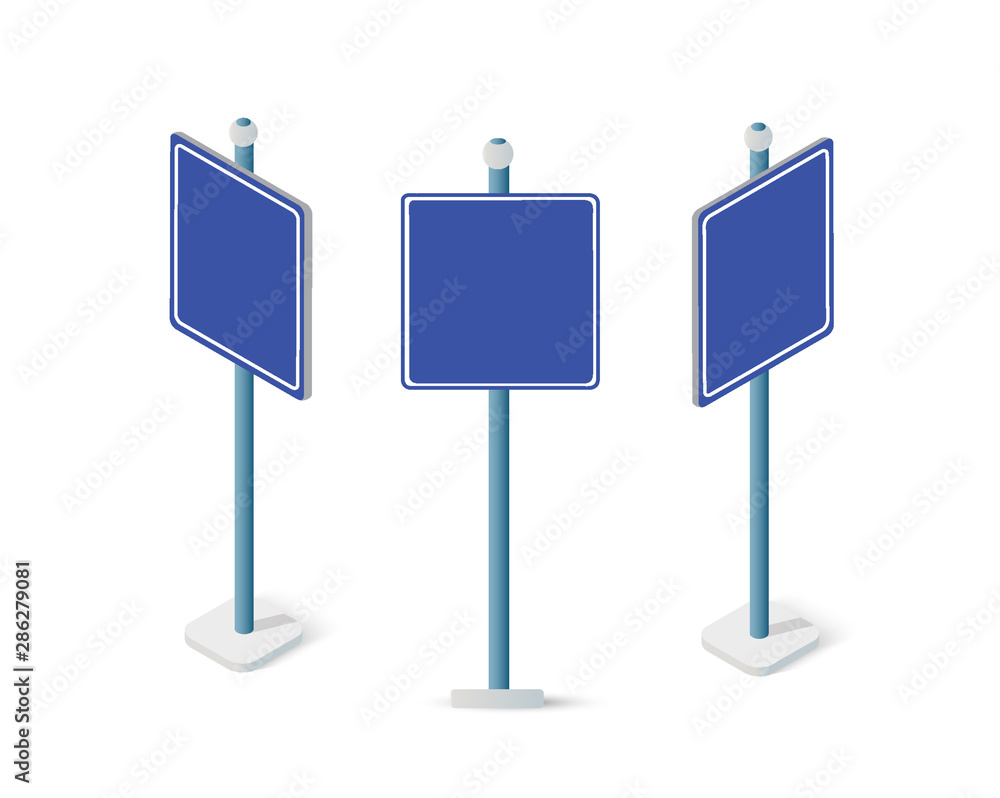 Road signs isometric set street object