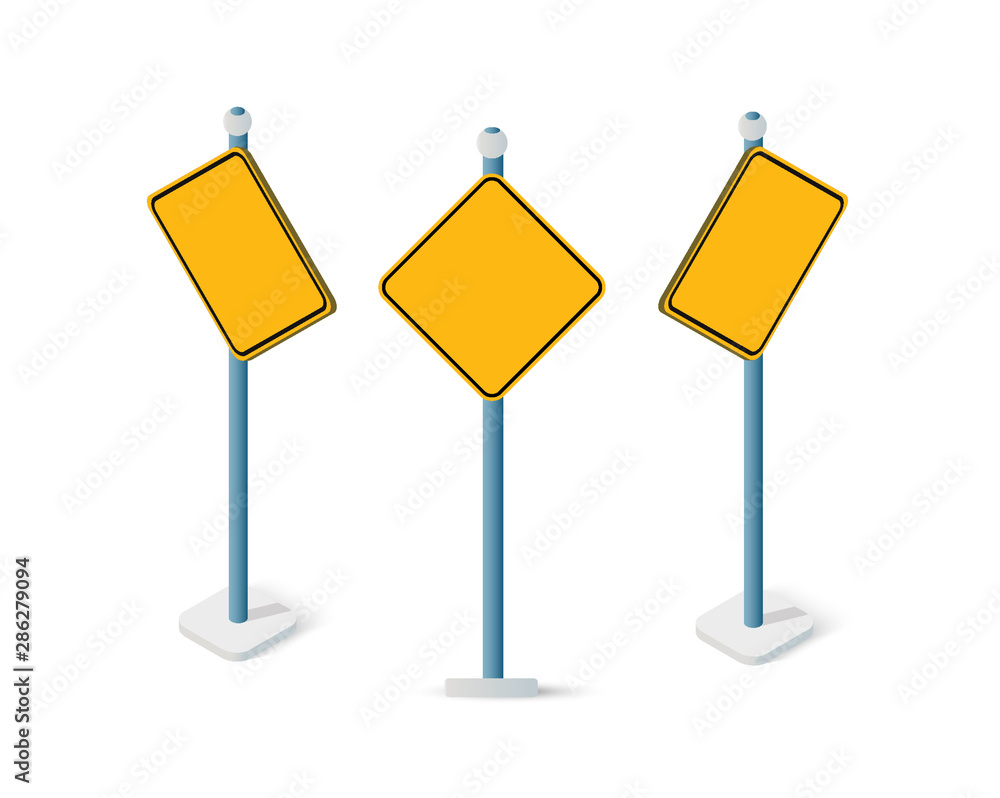 Road signs isometric set street object Road signs isometric set street object