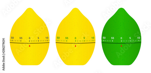 Mechanical kitchen timer. Lemon / lime shape design. 