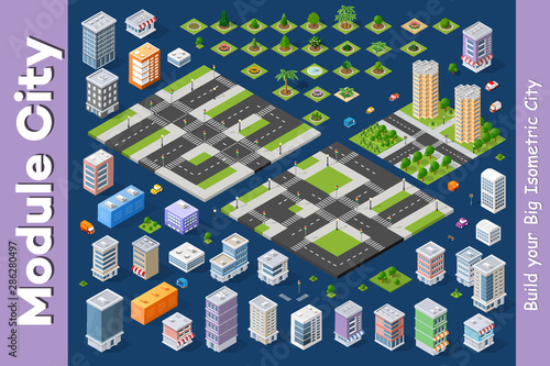 Isometric set module city