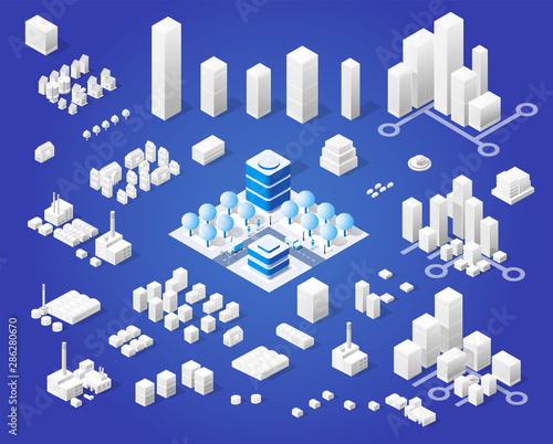 Isometric set module city