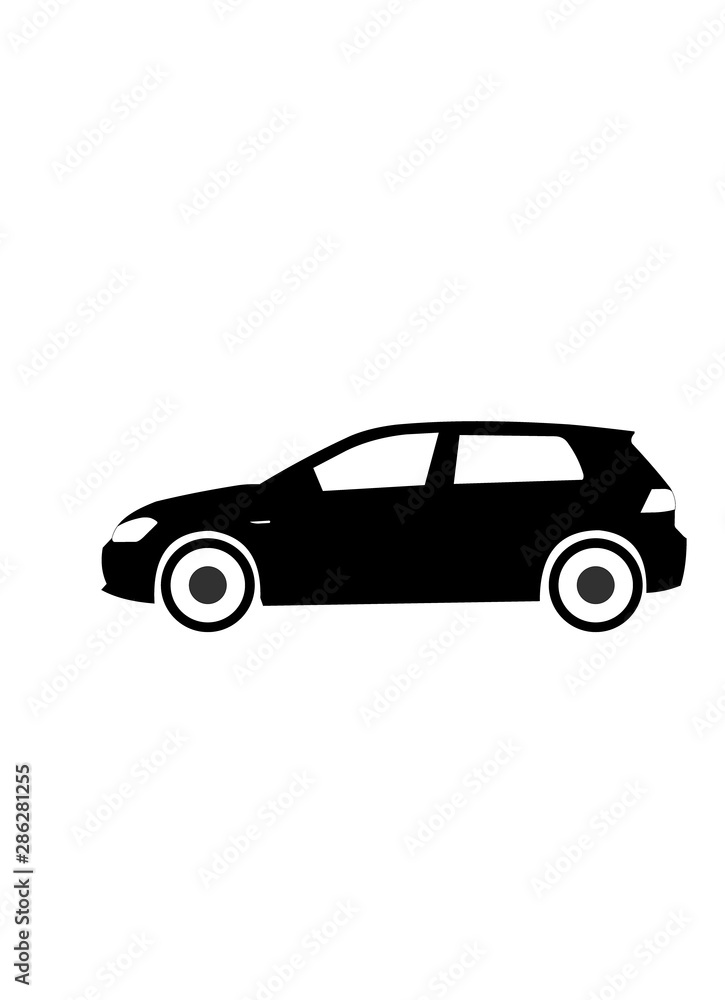 A german hatchback in black and white golf