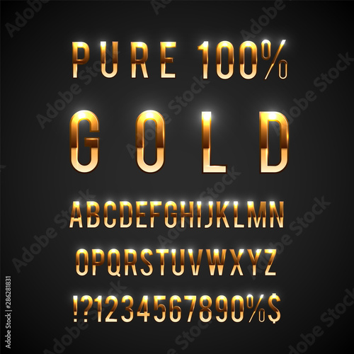Golden typefaces collection - gold characters set