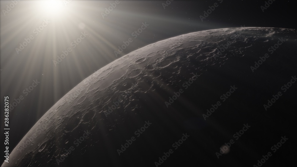 3d render, Moon high resolution image, 4k in outer space, Surface. High quality.