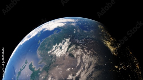 Near, low earth orbit blue planet. this image elements furnished by NASA