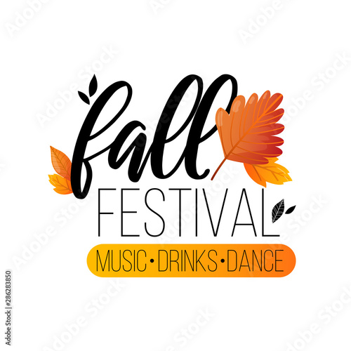 Autumn festival announcing text isolated on white.