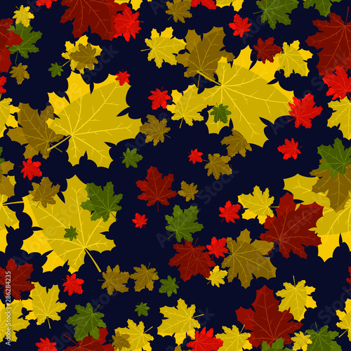 autumn seamless pattern with colorful maple leaves.Perfect for seasonal and Thanksgiving Day greeting cards,For textiles, packaging, fabric, wallpaper. hand drawing. 