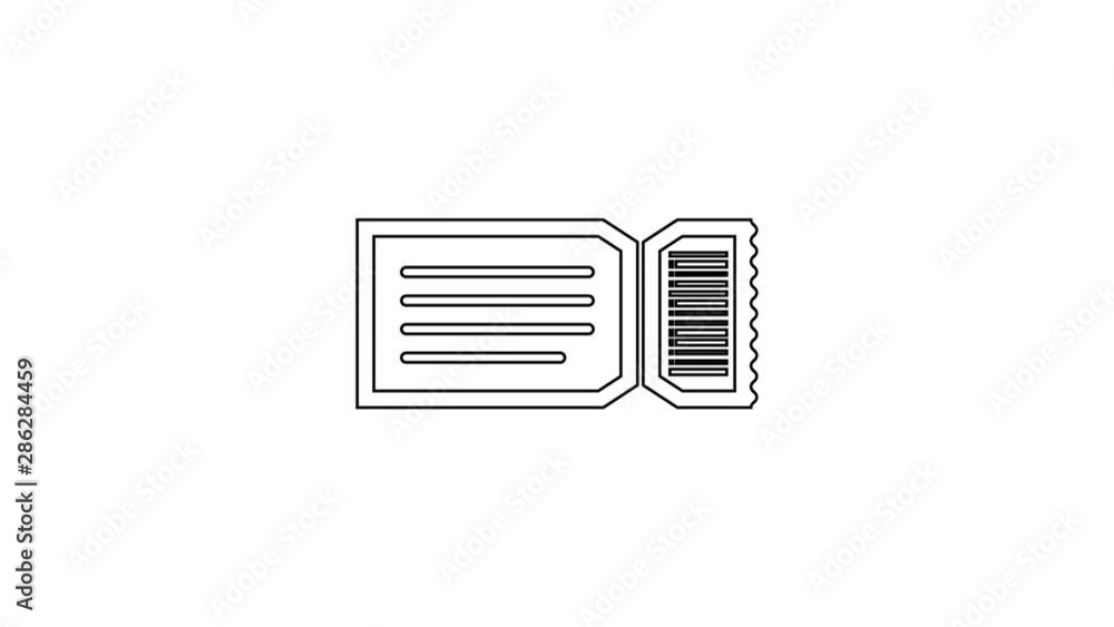 Black Ticket line icon on white background. 4K Video motion graphic animation Black Ticket line icon on white background. 4K Video motion graphic animation