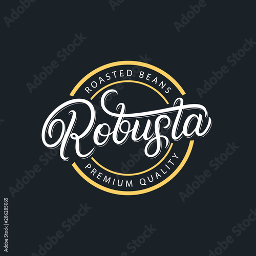Robusta coffee hand written lettering logo