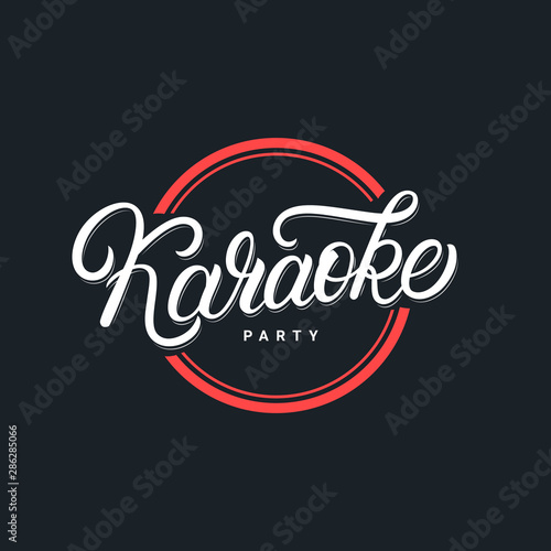 Karaoke party hand written lettering