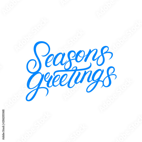 Seasons greetings han written lettering text.