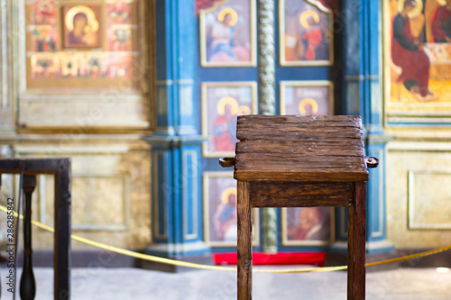 Obraz na płótnie Analogion is high wooden stand for Gospel book in Sviyazhsk Russia
