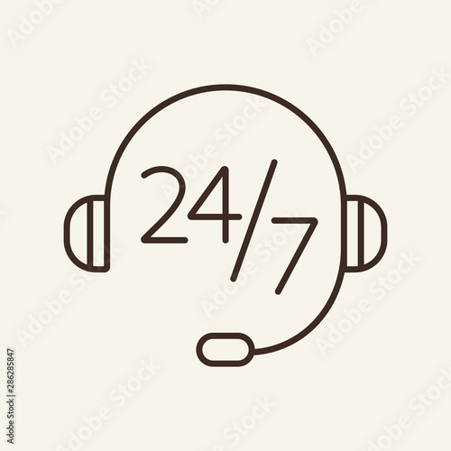 Twenty four hours day hotline line icon