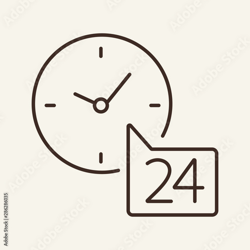 Open twenty four hours line icon