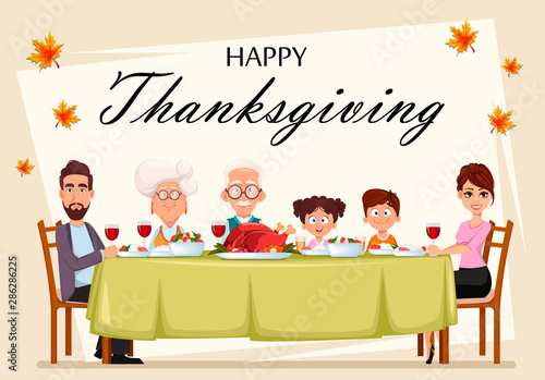 Happy Thanksgiving day. Happy family
