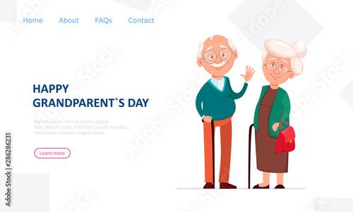 . Cheerful grandfather and grandmother