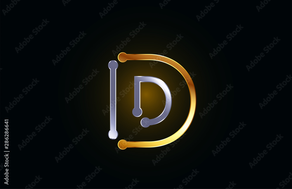 gold and silver metal letter D for alphabet logo icon design gold and silver metal letter D for alphabet logo icon design
