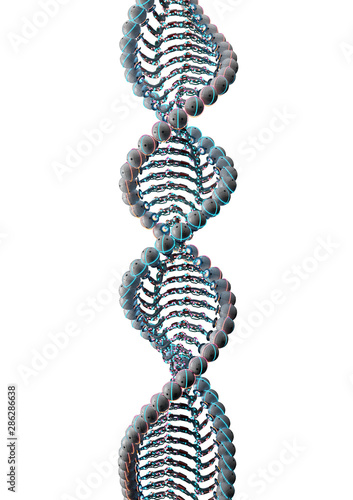 3d hyper realistic render of an artificial DNA molecule, the concept of artificial intelligence.