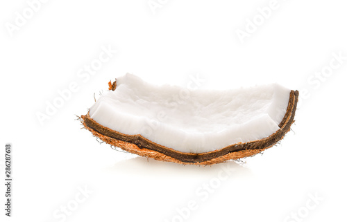 coconut slice on white background