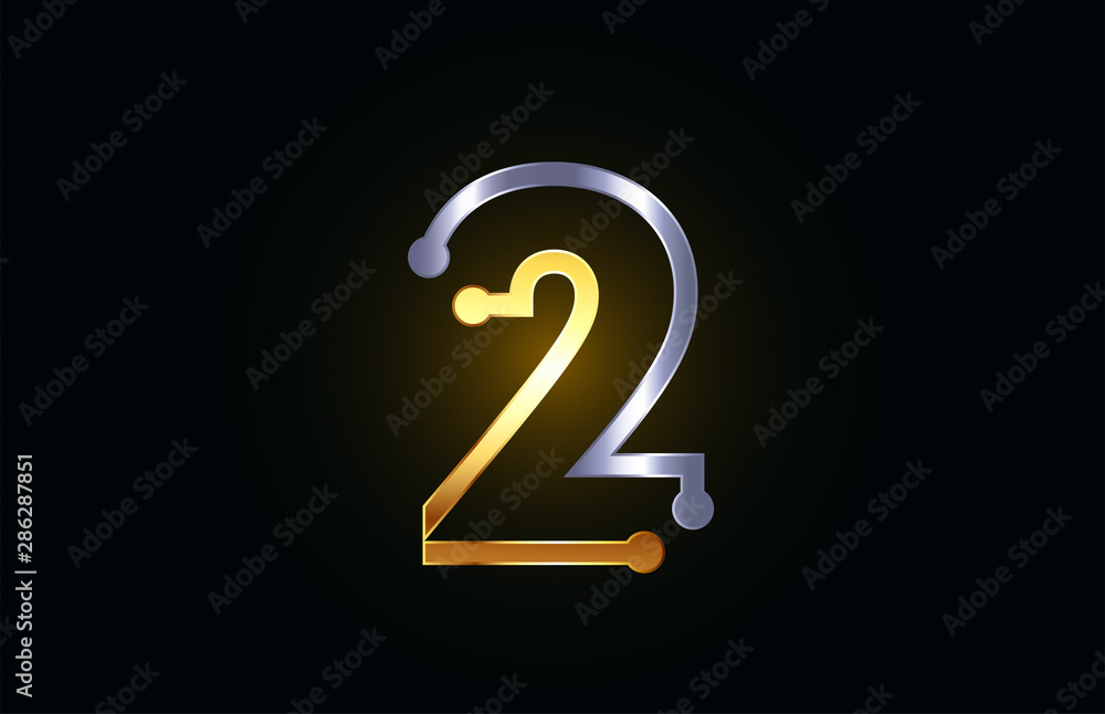 gold and silver metal number 2 for logo icon design gold and silver metal number 2 for logo icon design