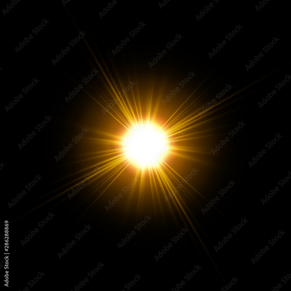 Vector sunlight special lens flare light effect. Sun isolated on black background. Glow light effect Vector sunlight special lens flare light effect. Sun isolated on black background. Glow light effect