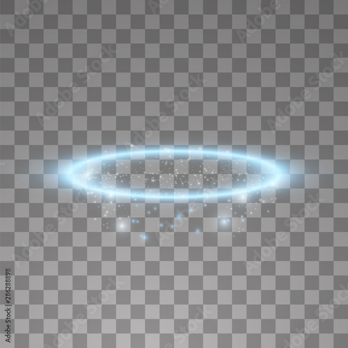 Blue halo angel ring. Isolated on black transparent background, vector illustration