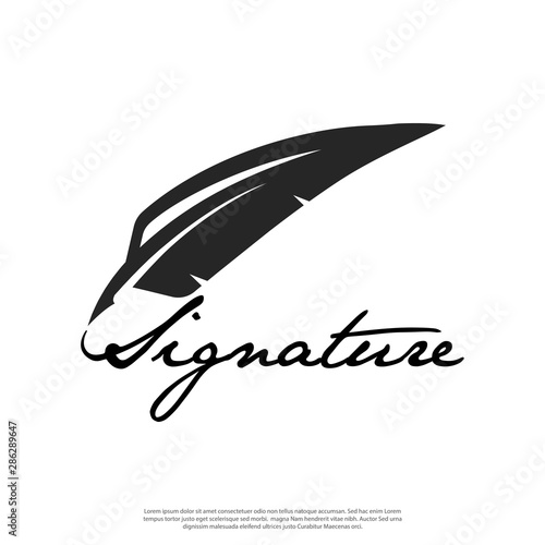 feather vector logo as a pen in the past